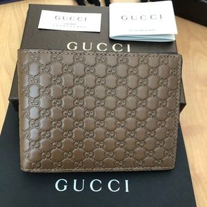 Authentic Gucci Men's Bi-fold Wallet Brown